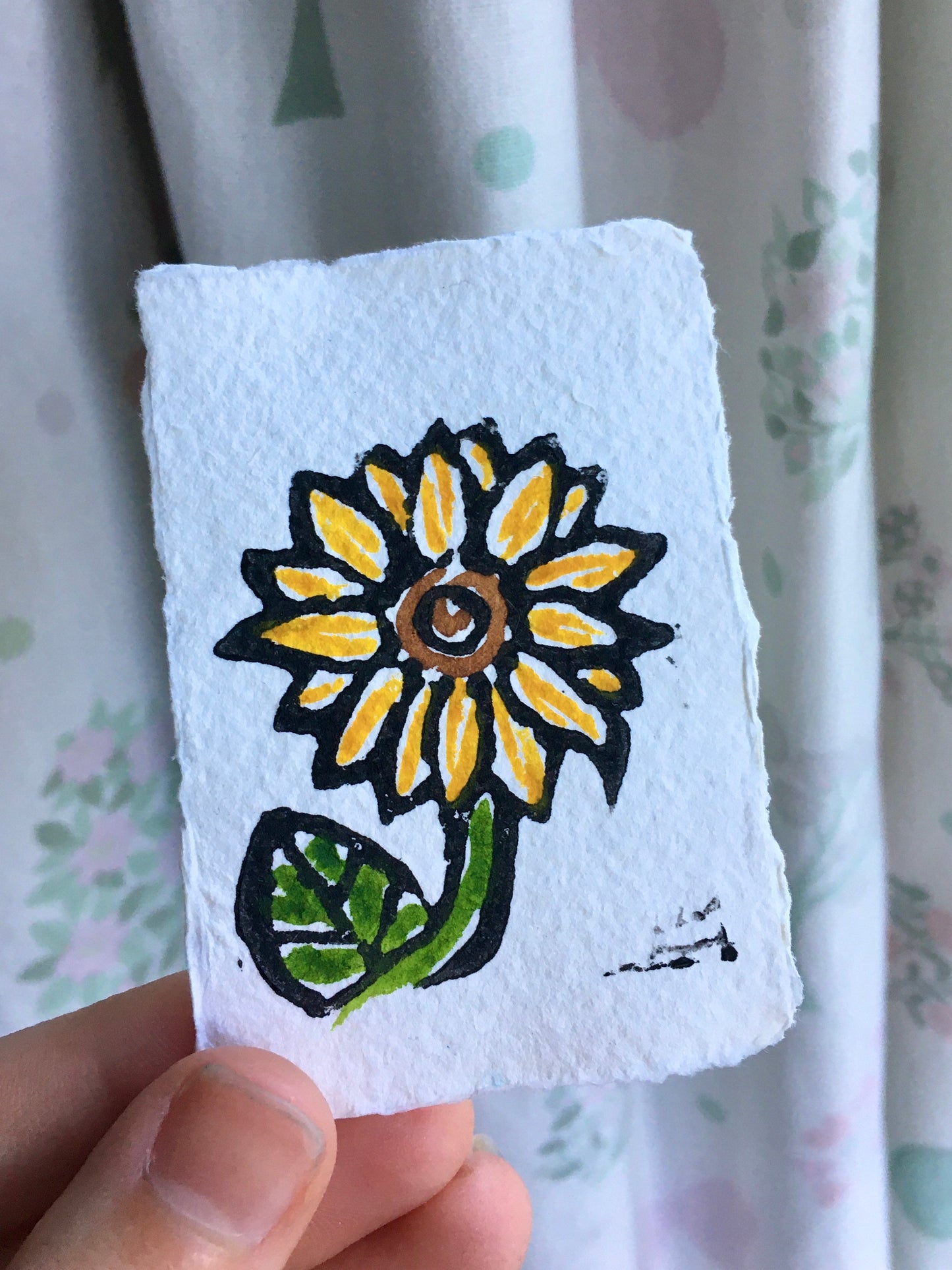 Sunflower Baby Lino Print
