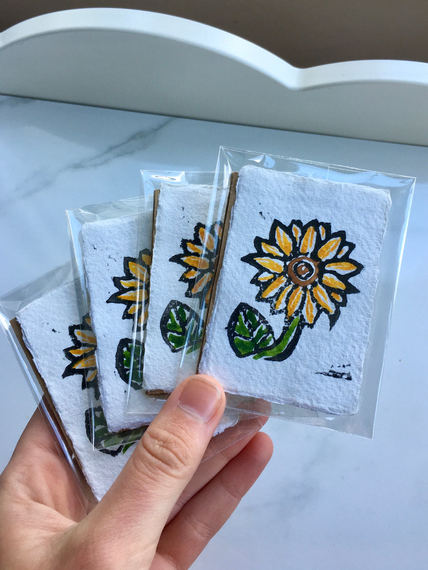 Sunflower Baby Lino Print