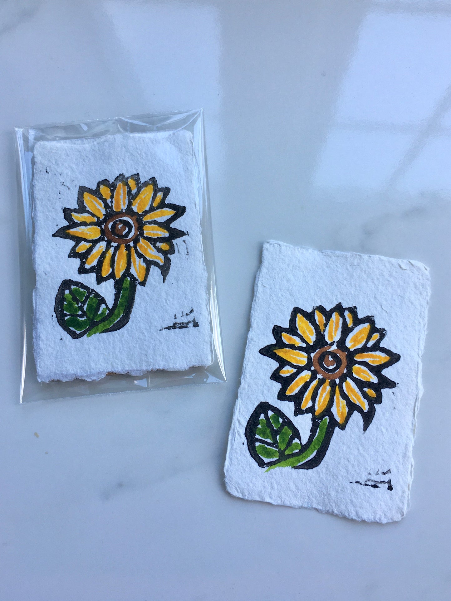 Sunflower Baby Lino Print