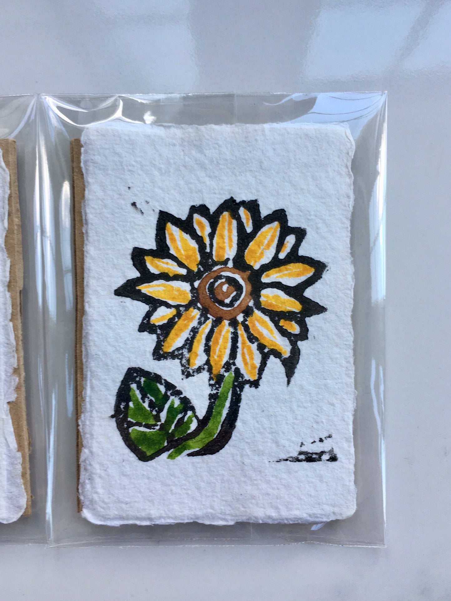 Sunflower Baby Lino Print