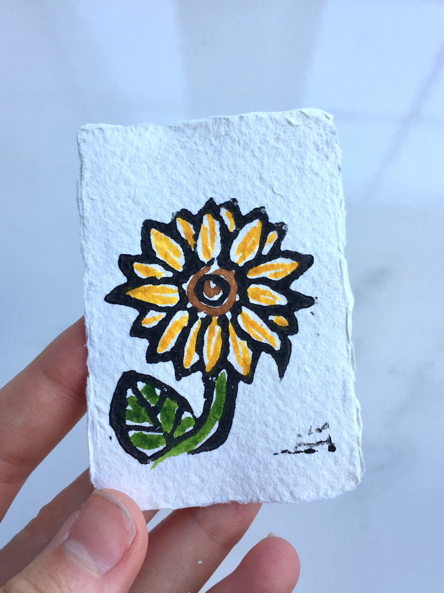 Sunflower Baby Lino Print