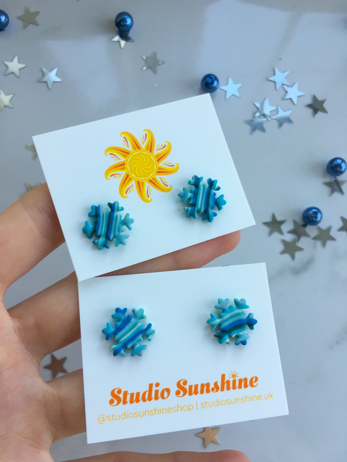 Stripey Snowflake studs
