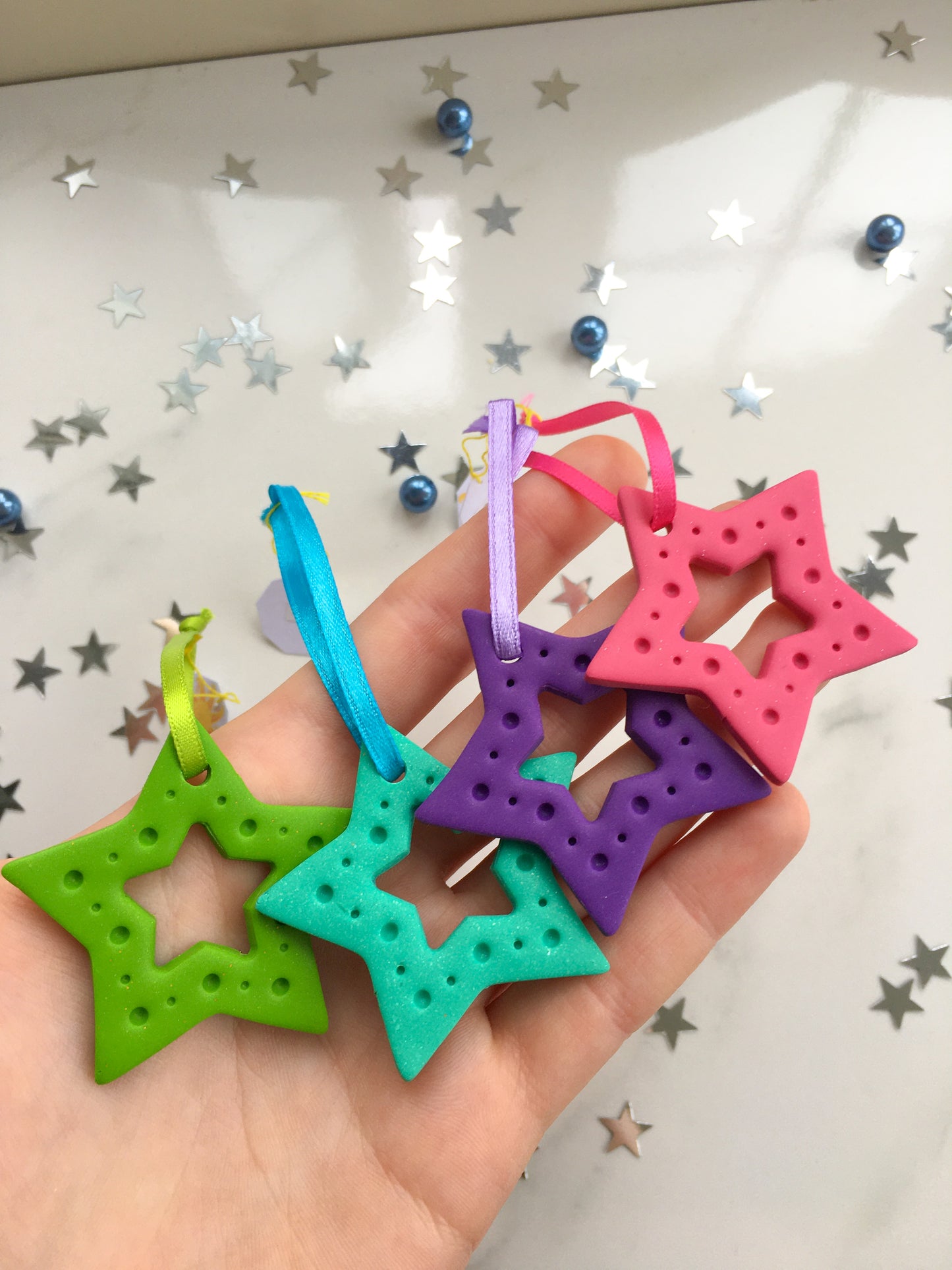 Colourful Hollow Stars ornament