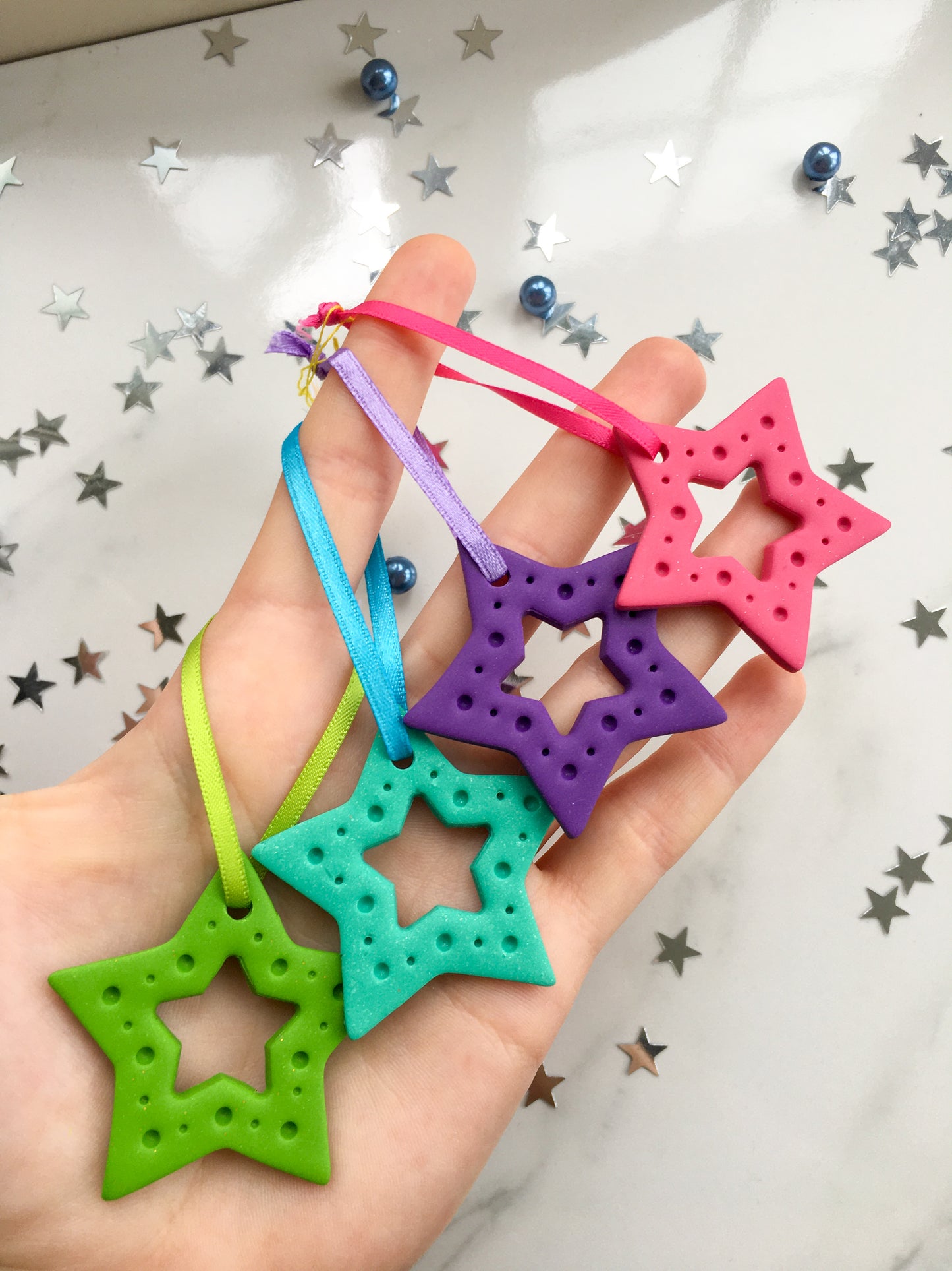 Colourful Hollow Stars ornament