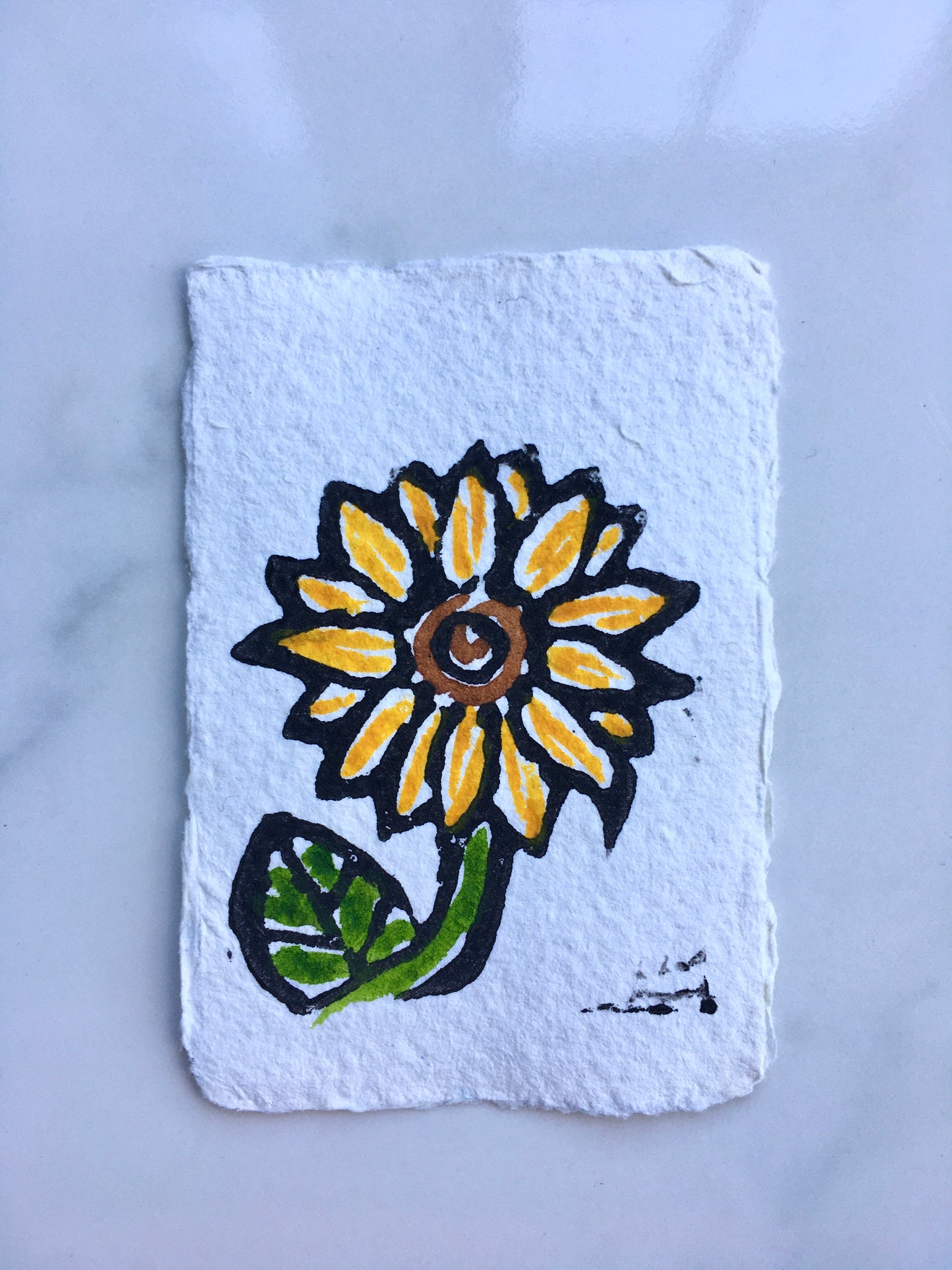 Sunflower Baby Lino Print