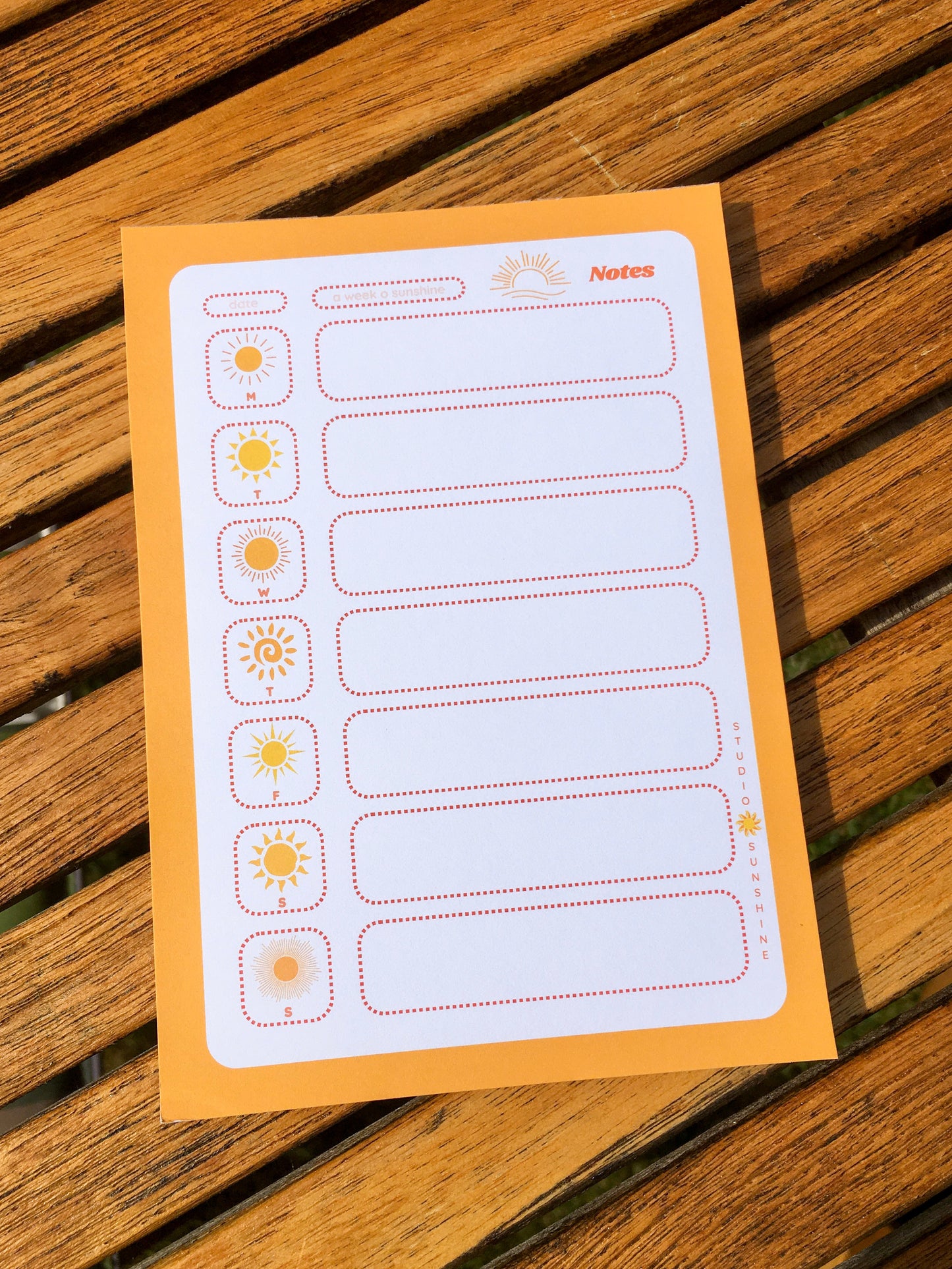 A Week O' Sunshine notepad