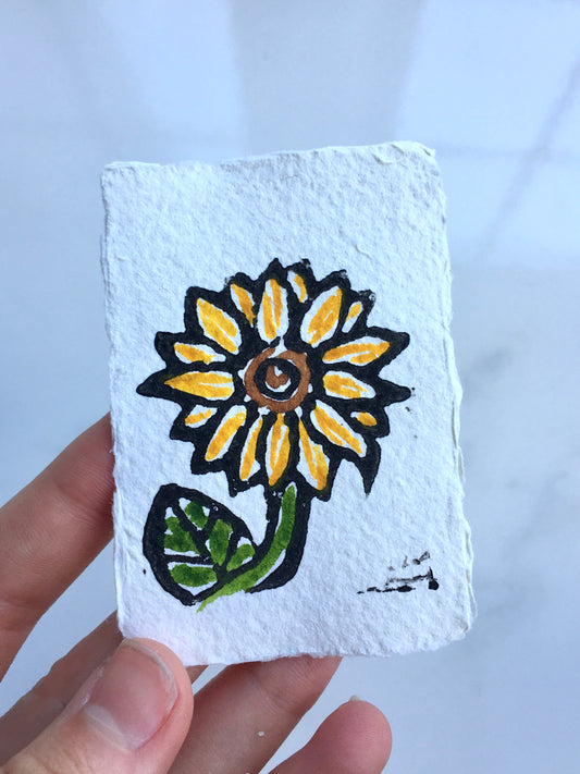 Sunflower Baby Lino Print