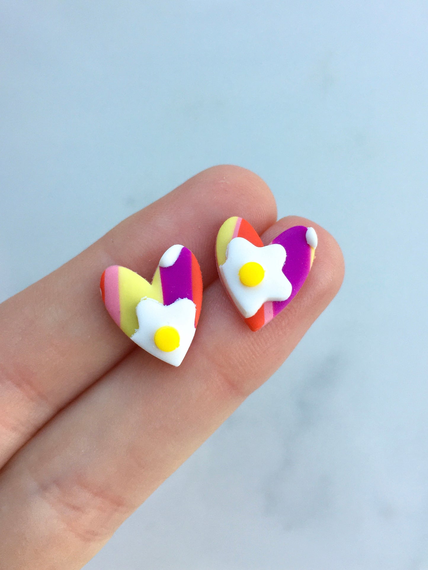 Flower Power heart studs