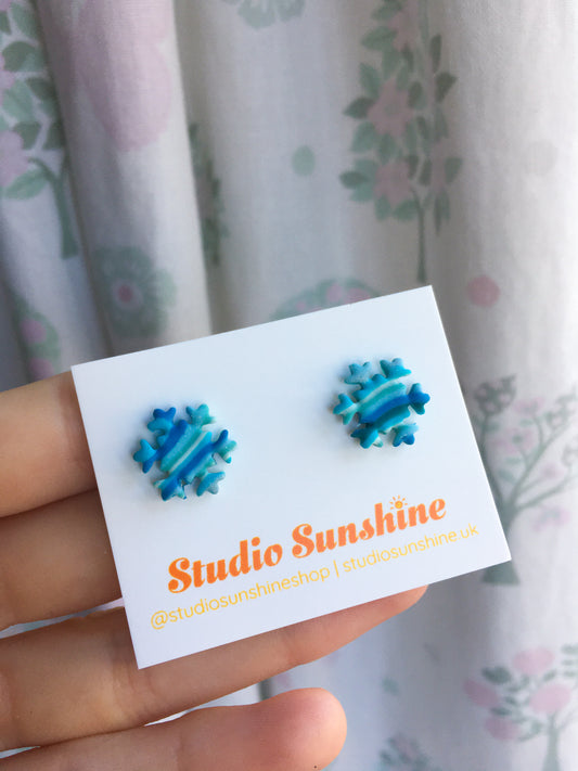 Stripey Snowflake studs