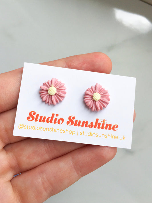 Pink Daisy studs