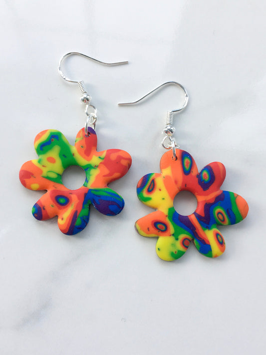 Neon Tie Dye chunky flowers