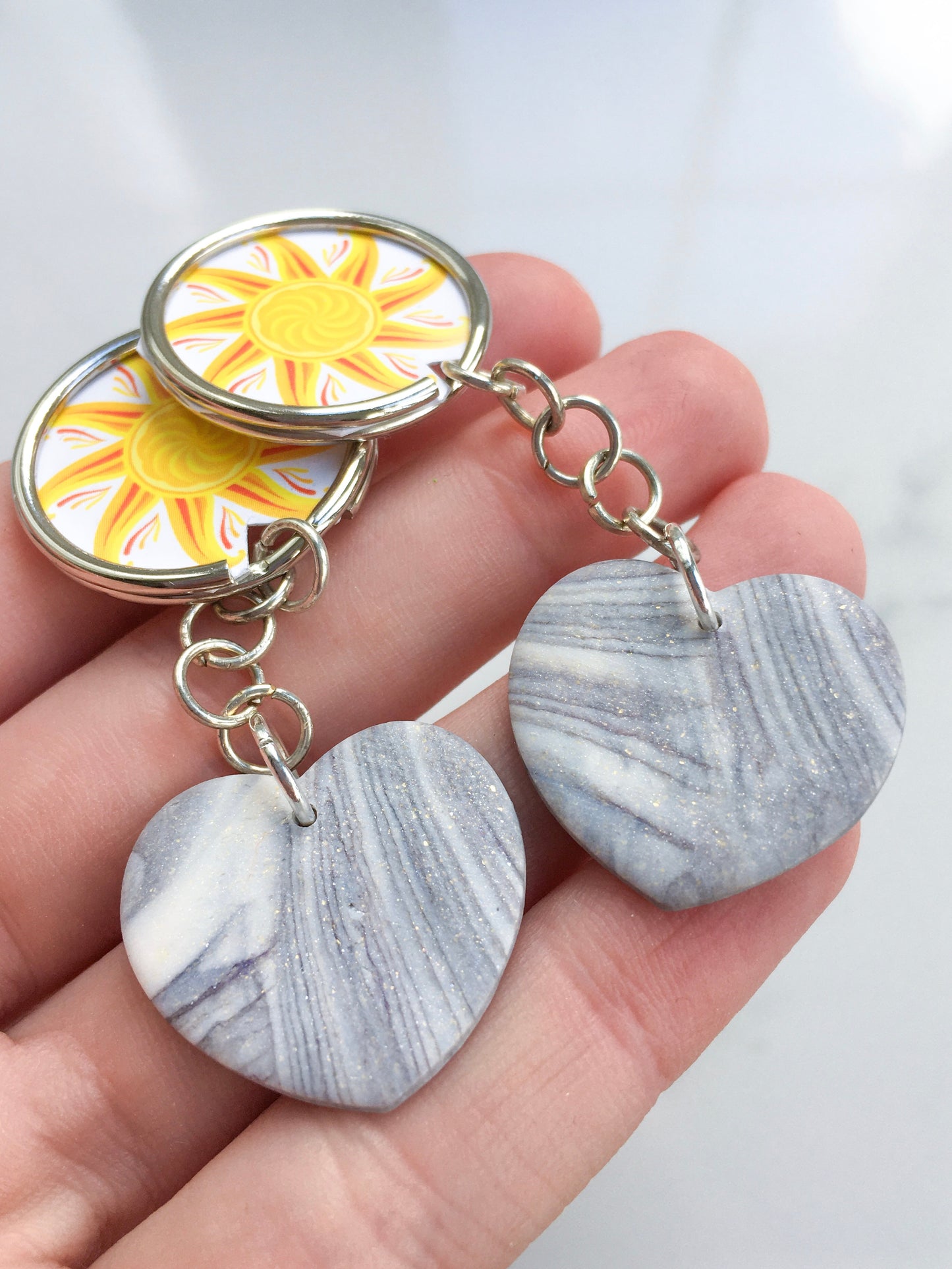 Faux Stone Heart keychain