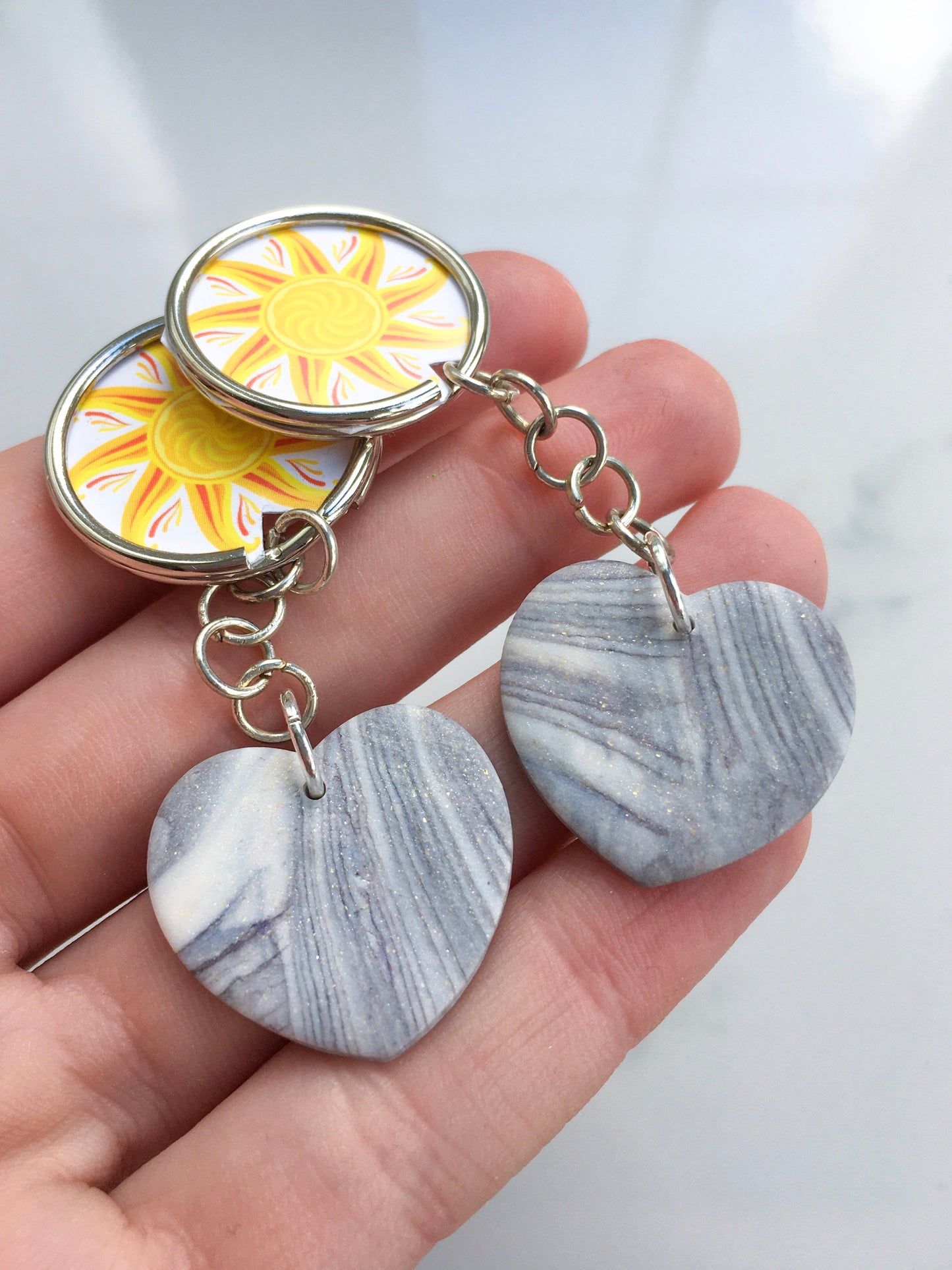 Faux Stone Heart keychain